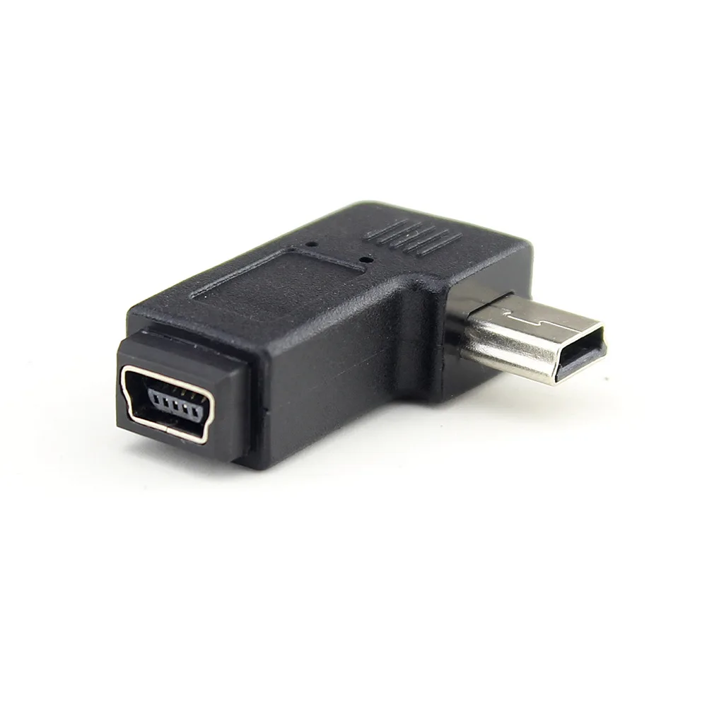 90 degree left angle mini 5pin USB B male to female plug connector