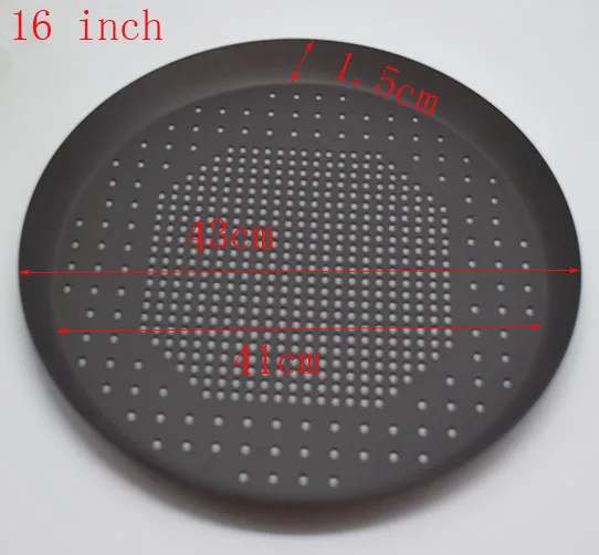 Антипригарное отверстие для пиццы, противень для выпечки, тарелка, посуда, держатель для выпечки, кухонные принадлежности, аксессуары для пиццы, экранная сковорода, металлическая сетка - Цвет: Black 16inch