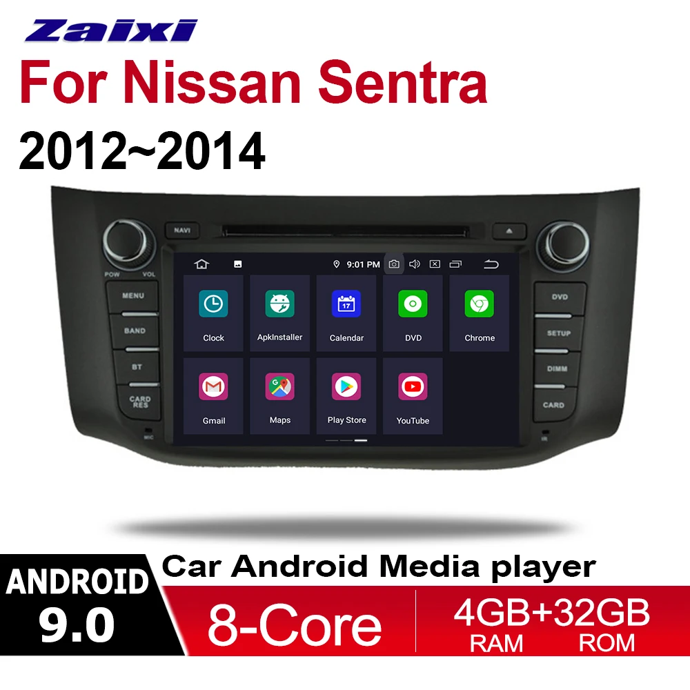 

ZaiXi 4GB android 9.0 car dvd player for Nissan Sentra 2012~2014 Multimedia GPS Navigation Map Autoradio WiFI Bluetooth HD