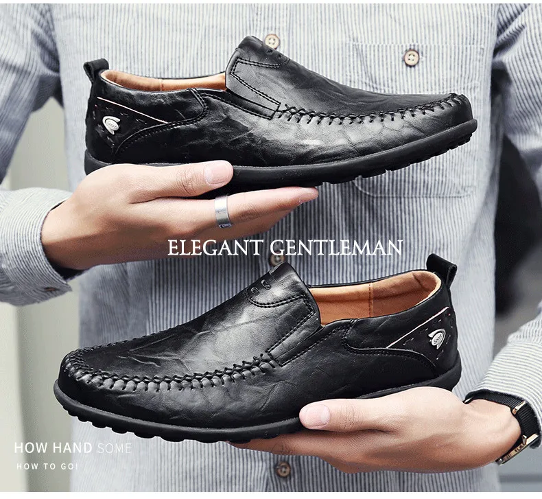 Летняя мужская повседневная обувь из натуральной кожи; люксовый бренд; коллекция года; мужские лоферы; мокасины; дышащая обувь без шнуровки; Черная официальная обувь; JKPUDUN