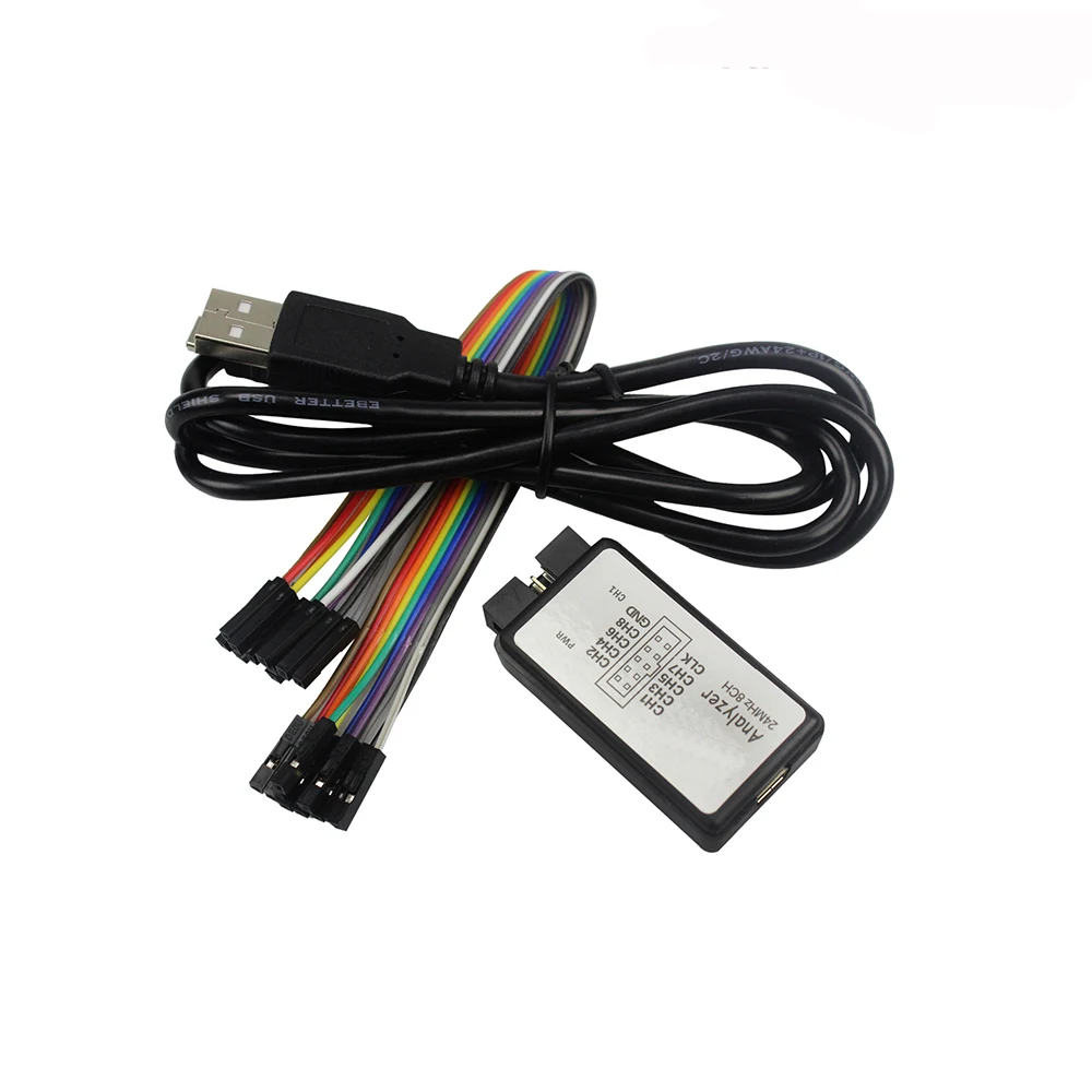 

1 Set Practical 8 Channel USB Logic Analyzer Device Set USB Cable 24MHz 8CH ARM FPGA Debugging Tool