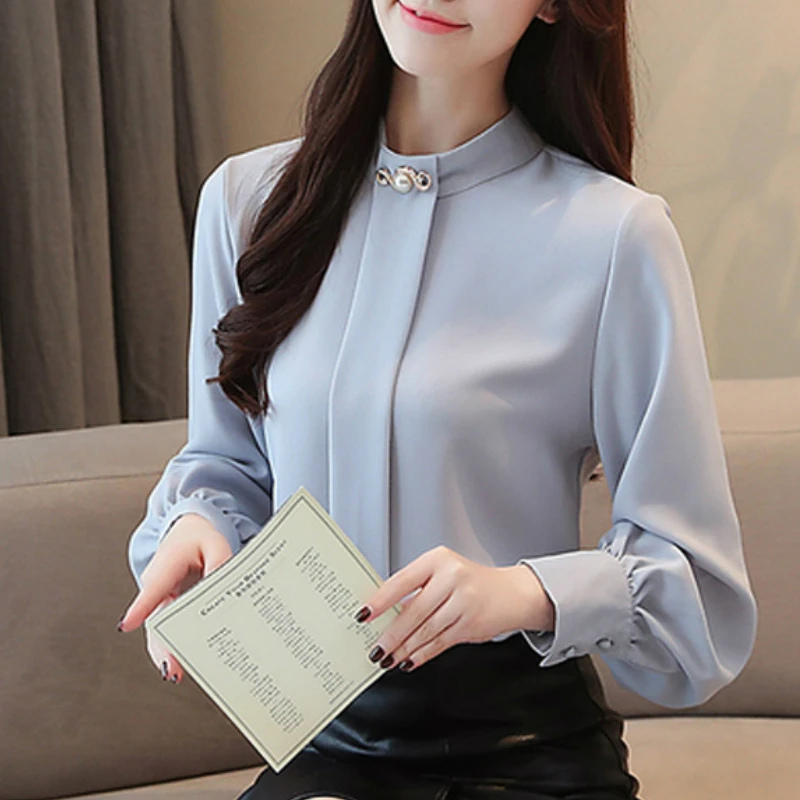 

blusas mujer de moda 2018 chiffon blouse women clothes long sleeve women shirts womens tops and blouses plus size tops A406
