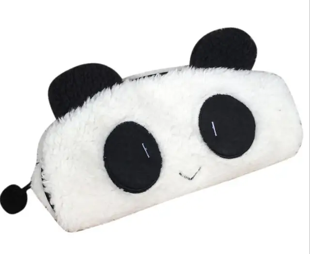 50Pcs/lot Cute Panda Plush Pencil Case Lovely Animal cat Makeup Bag Pen Box For Kids Gift Stationery Pouch Plush Bag