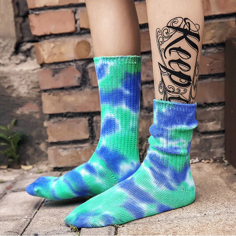 

Funny Socks Retro Creative Tie Dye Women Men Socks Casual Cotton Harajuku Girls Boys Knee-high Hip Pop Socks