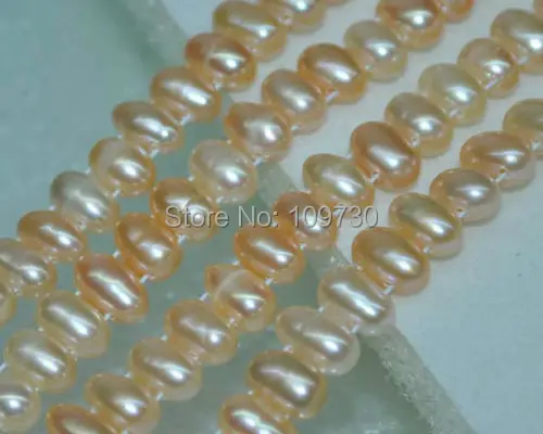 

Jewelry 00263 Natural pink 10strs AA+6*8mm luster 2-row drill rice freshwater pearl/