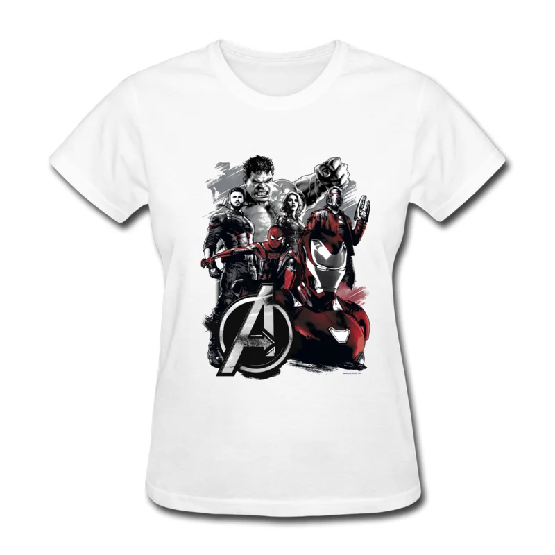 

BTFCL Brand New Women T Shirt Marvel The Avengers Heroes Ironman Helmet SpiderMan Casual Cotton Short Sleeve Unisex Tshirt