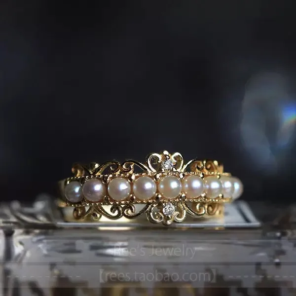 

New Style Hot Selling Exclusive New Japanese Natural Shell Pearl Ring Plated with 14 Carat Gold Full Pearl Ring