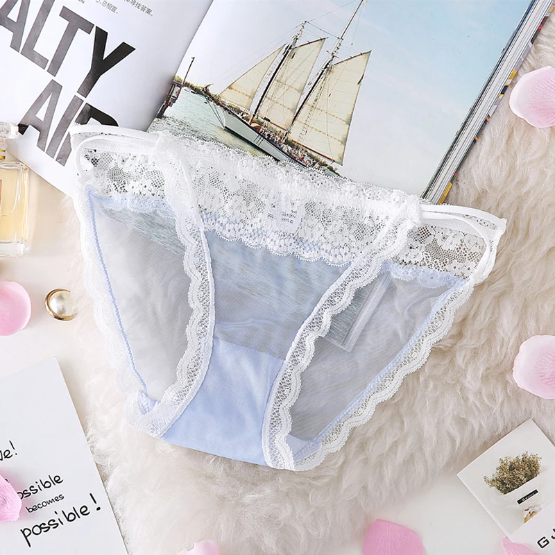 SP&CITY Sweet Girl Cute Underwear Women Fashion Lace Panties Sex Thong Sexy Transparent Hollow Out Panties Solid Ladies Lingerie