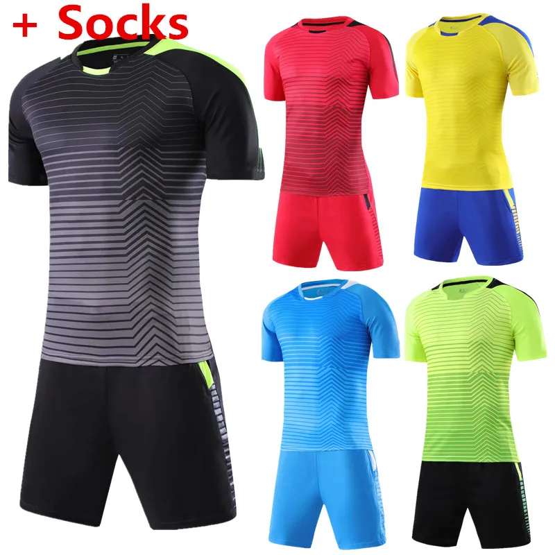 high quality men And kids soccer training Jersey sports kits breathable soccer team can customize name Number logo QD 007