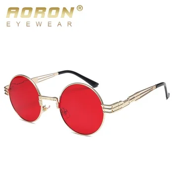 

AORON round frames Red Sunglasses eyeglasses for women vintage steampunk sun glasses ladies lunette de soleil femme nerd metal