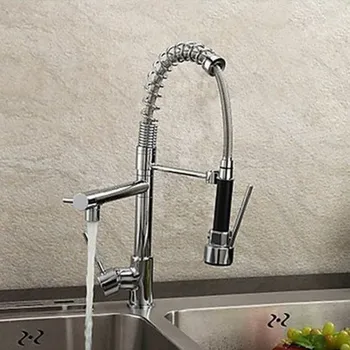 

Single handle tap for kitchen pull out kitchen faucet with spray kitchen mixer hot & cold kitchen sink taps(Bigger Kitchen)