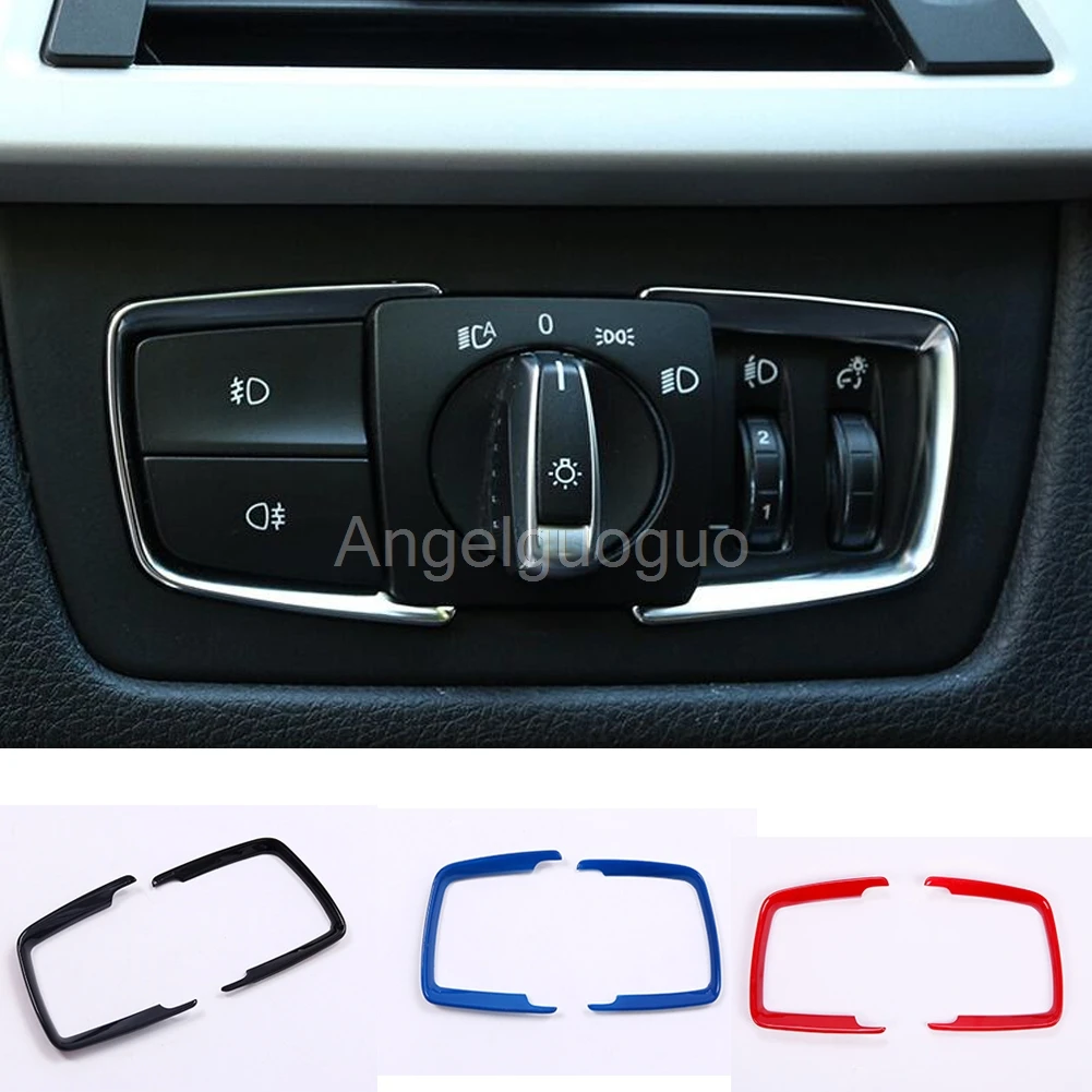 Angelguoguo Car headlight switch button Cover frame sticker Fit For BMW 3 Series/ 4 series/ 1 Series X5 X6