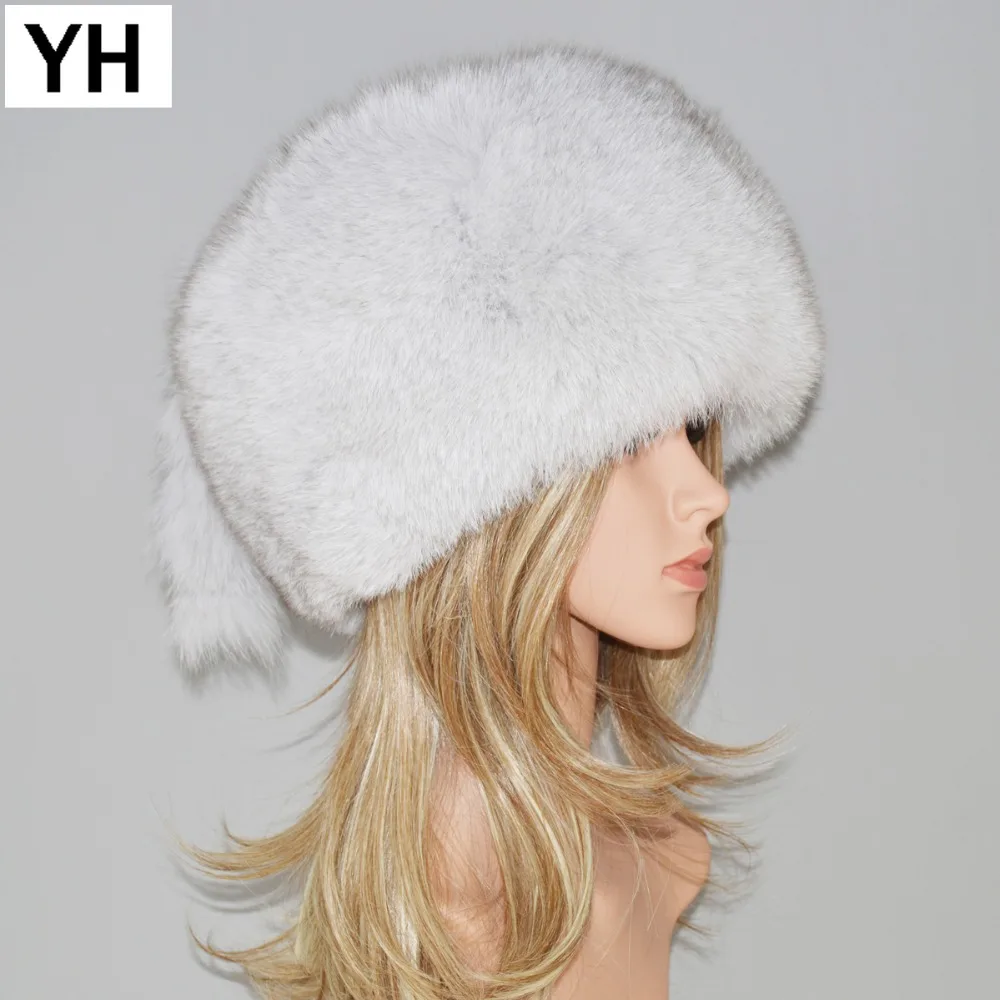 Женская шапка ушанка из натурального Лисьего меха зимняя Роскошная Русская