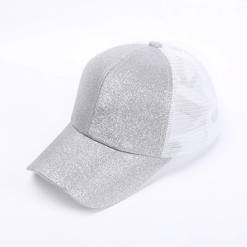 Женская кепка для бега, Мужская блестящая Шляпа Snapback с блестками, летние сетчатые шляпы, регулируемые спортивные шапки - Цвет: gray