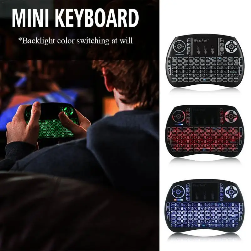 IPazzport Франция Руссо Teclado 3 ядра задний светильник Sem Fio Mini Mouse Para Android TV Box/Smart Framboesa