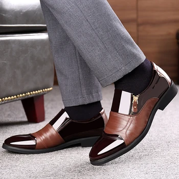 

Men Dress Shoes Men Oxford Shoes ZIP Business Formal Men Leather Shoes Brand Wedding Shoes