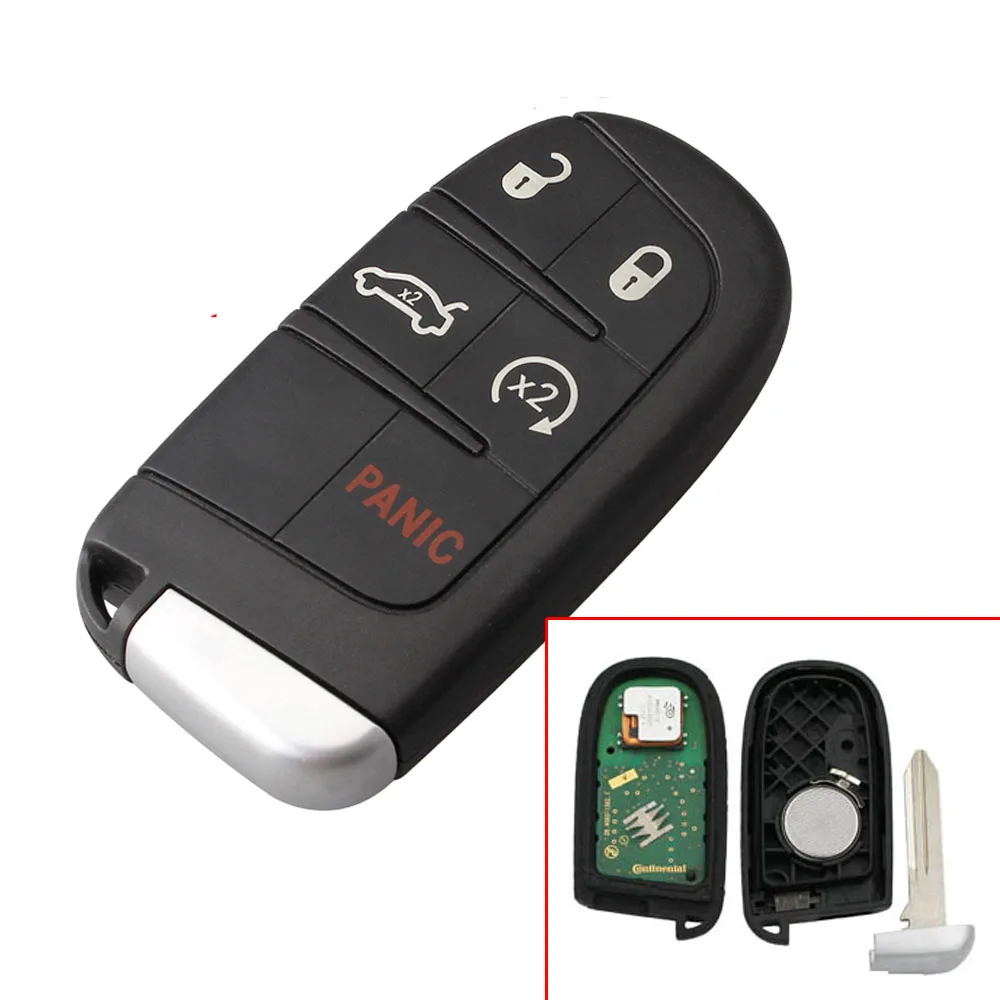 (1 шт.) 5 Кнопка Smart Remote ключи 433 мГц брелок-кармашек для Chrysler Dodge Зарядное устройство Путешествие Challenger Durango 300 46 чип M3N-40821302 без