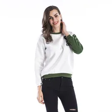 Осень плюс размер женский плюс бархат утолщение Цвет Соответствующие свитер женский круглый вырез пуловер Топ