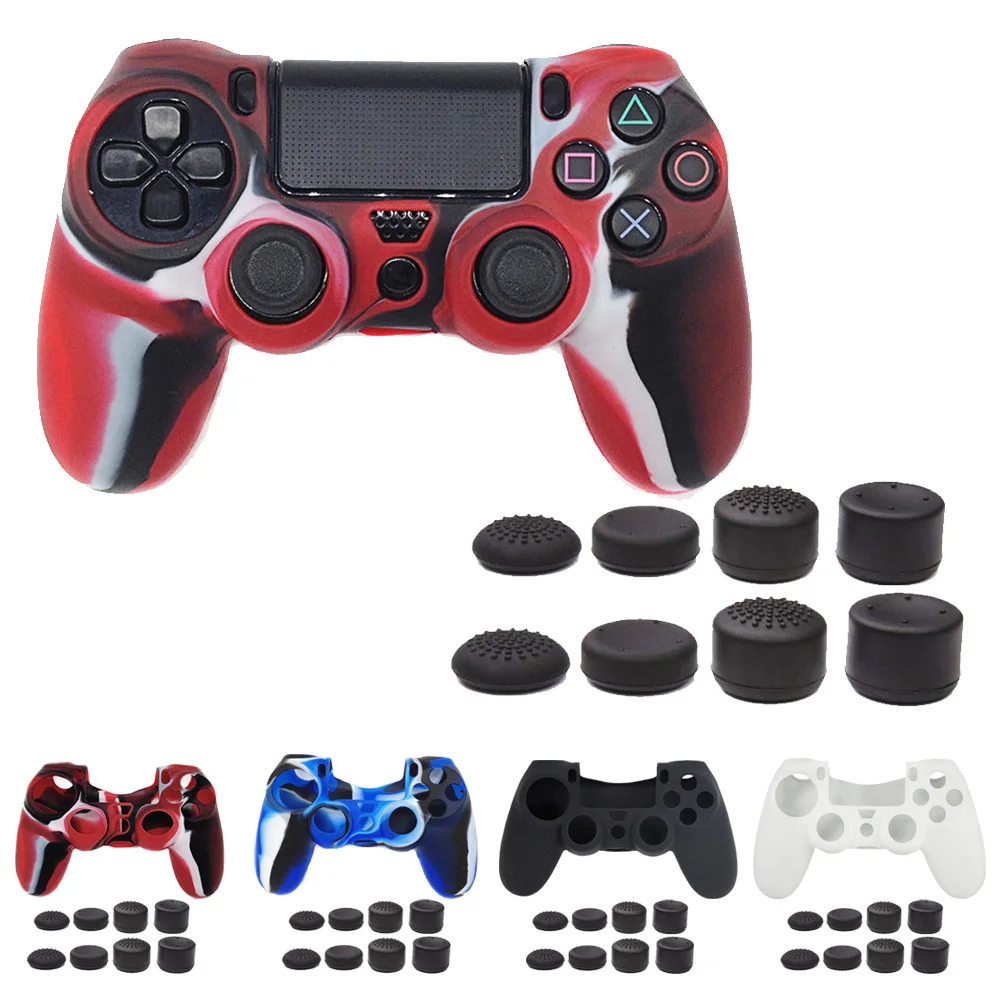 

Bevigac Silicone Protector Cover Case Skin with 8Pcs Controller Joypad Gamepad Thumb Grip Cap for Sony PlayStation 4 PS4