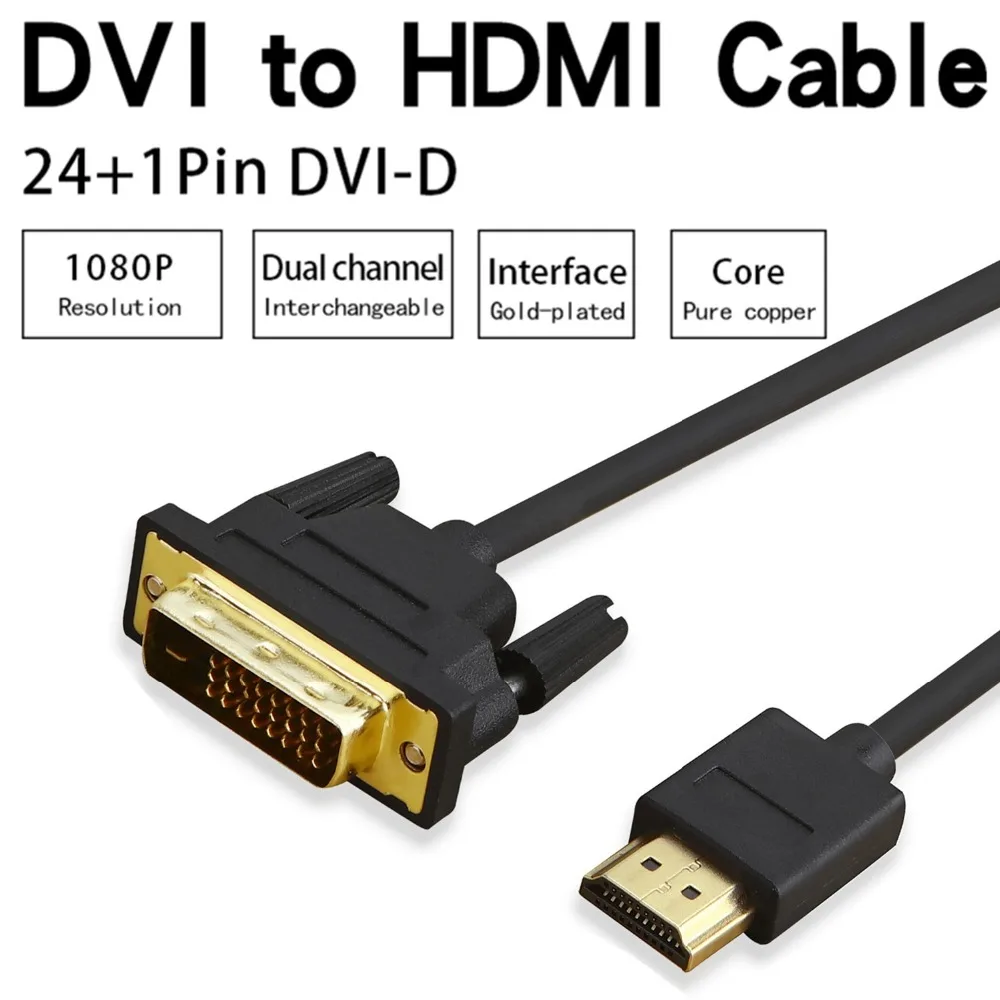 HDMI to DVI Cable Dual Link DVI-D 24+1 to HDMI Converter Adapter Cable Bi-Directional for LCD HDTV Xbox PS3 Computer Projector HDMI to DVI Cable Dual Link DVI-D 24+1 to HDMI Converter Adapter Cable Bi-Directional for LCD HDTV Xbox PS3 Computer Projector