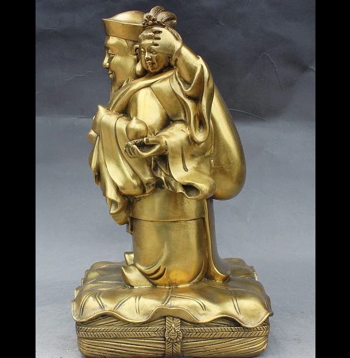 China pure brass six arm mammon Buddha statue 
