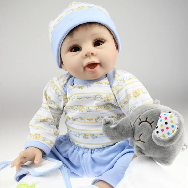 50 55 CM Realistic Silicone Newborn Baby Dolls For Baby Boys Big Eyes Lifelike Reborn Baby
