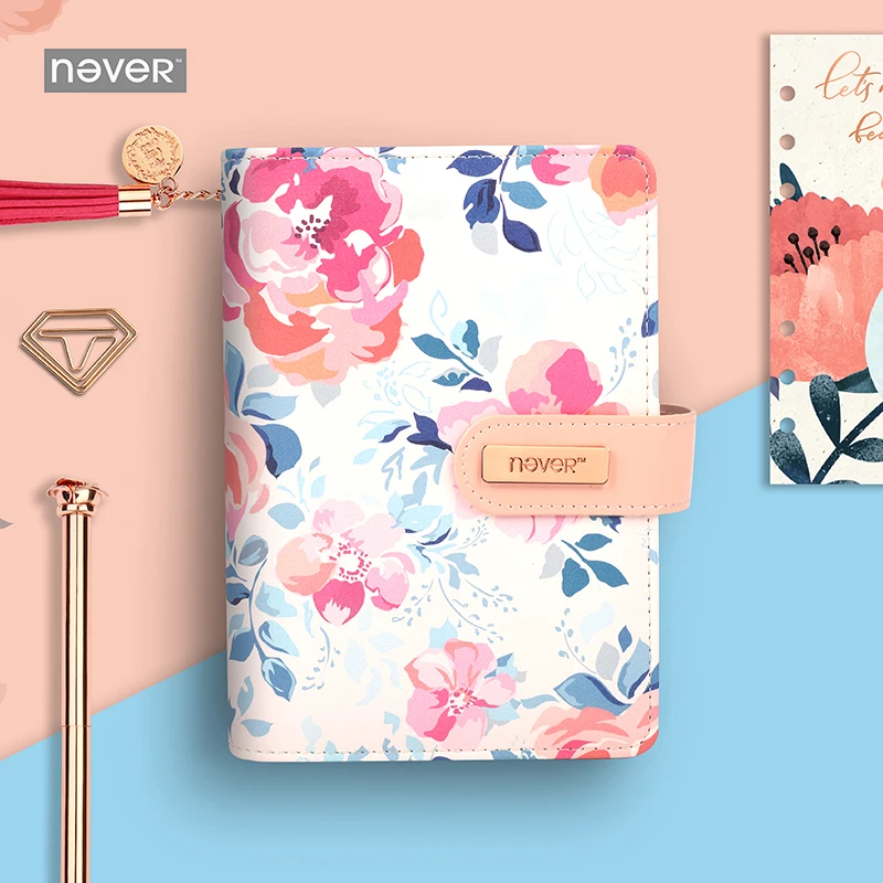 Кожаный спиральный блокнот с надписью Never Flower еженедельник органайзер а6