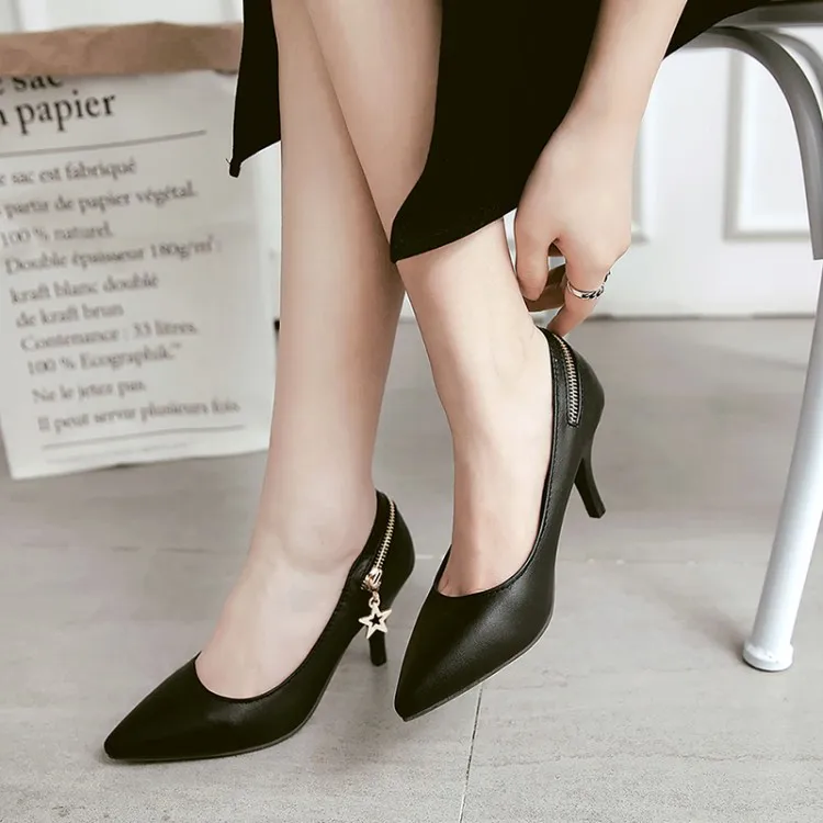

Big Size 11 12 13 14 15 16 17 Ladies high heels women shoes woman pumps Pure color light-mouthed slim-heeled single shoes