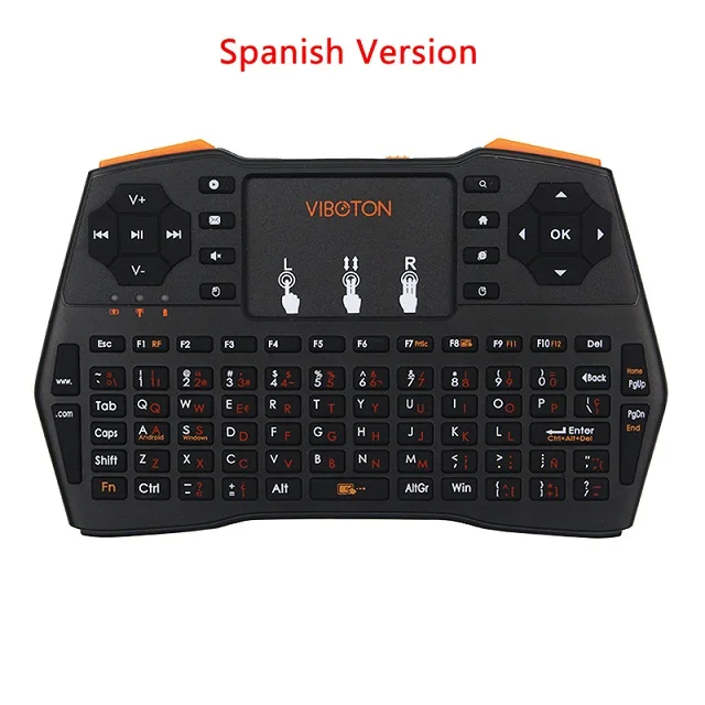 2,4G мини-клавиатура с беспроводной сенсорной панелью с английским/русским/испанским языком для ПК ноутбука Android tv Smart tv для Raspberry Pi - Цвет: Spanish