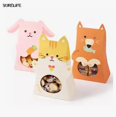

20pcs hot sale Cartoon Cat Rabbit Fox Gift Candy Cake box Chocolate Muffin Biscuit Bag Moisture Proof Cookie Bags Snack Party