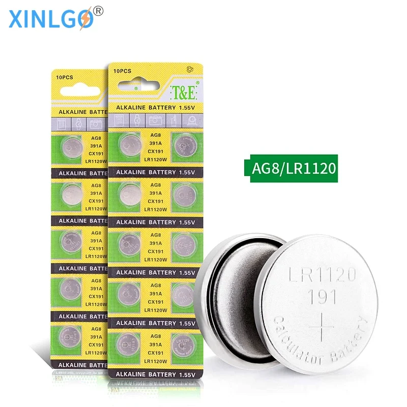 20 шт./лот AG8 LR1120 LR57 SR55 LR55 CX191 G8 щелочные батареи 1 5 V кнопочный элемент Батарея один