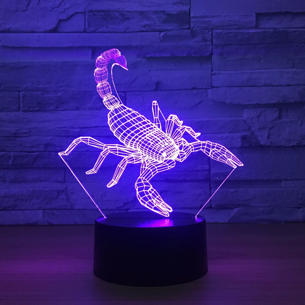 Novelty Scorpion LED 3D Night Ligh Creative Table Lamp Christmas Lights