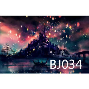 

LB Polyester & Vinyl Fairytale castle Kongming Lantern Backdrops Background For Photography Studio Backdrop Photo Props Decor