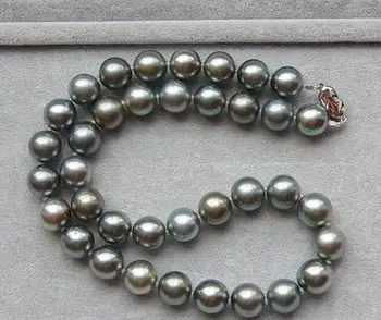 

classic round south sea 11-12mm silver grey pearl necklace 18inch925s KKK
