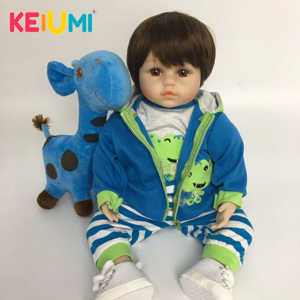 

KEIUMI HOT 18 inch Reborn Baby Doll Soft Silicone Body 48 cm Alive Reborn Boneca Collectible Little Man For Boy Kids Playmates