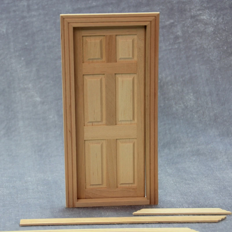 

DIY 1:12 Dollhouse Miniatures Wooded Door Unpainted Mini Doll House Furniture Model Accessories