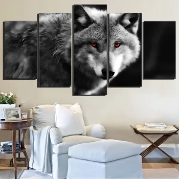 

Canvas Art Red Eye Wolf Canvas Painting for Living Room Wall Art Artwork HD Printed Modular Posters and Prints Home Wall Decor