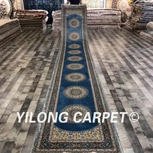 Yilong 2,8 'x18 'Вход ручной работы персидский стиль шелковые ковры бегуны Прихожая дизайнерские ковры(S174A-2.8x18