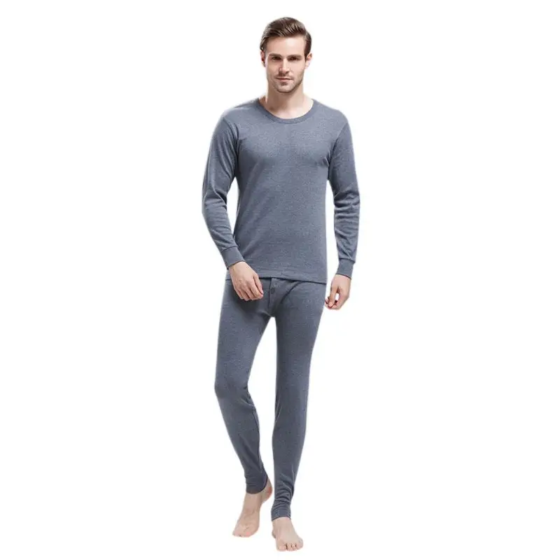 Men Cotton Thermal Underwear Sets Autumn Classic Basic Long Johns