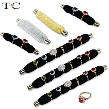 

Wholesale 10pcs lot Sponge Stick Tray Accessory Ring Jewelry Display Rings Storage Case Velvet Ring Organizer Bag