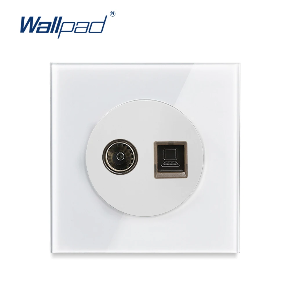 

TV And DATA Network Socket Wallpad Luxury Tempered Crystal Glass Panel Electric Wall Power Socket Electrical Outlets For Home