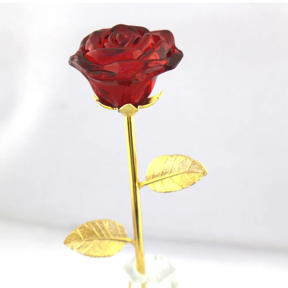 Buy Blooming Red Crystal Rose Flower with Vase Best