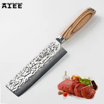 

AIEE Vegetable Knives Japanese VG10 Damascus Steel Chef Knife Slicing Kitchen with Wood Handle chef knives damascus