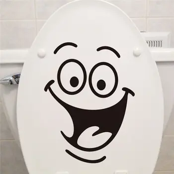 Smile face Toilet stickers diy personalized furniture decoration wall decals fridge washing machine sticker Bathroom Car Gift