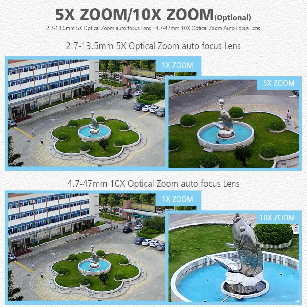 HD 1080P 5MP Bullet Wifi PTZ IP Camera Audio 5X / 10X Optical Zoom Auto Focus Lens Wireless CCTV IP