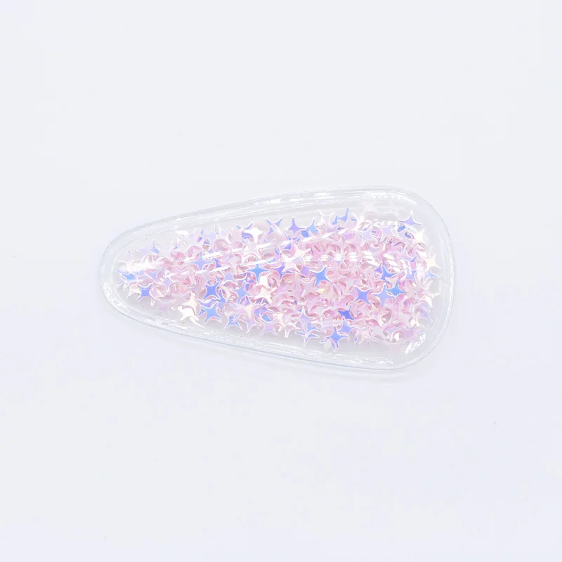 56*30mm Transparent Plastic Filling Multiple Styles Sequin Applique for DIY Headwear Hair Clips Handmade Sticker Accessories H29 - Цвет: Pink