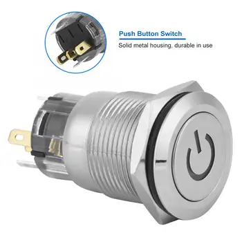 

button switch 40pcs 19mm Waterproof Self-locking Metal Push Button Switch 24V LED Light 5-Pin micro switch