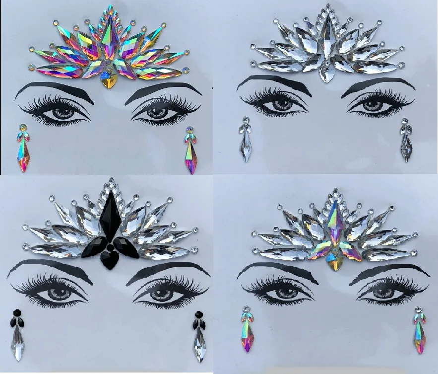 

New 1 Sheet Handpicked Bohemia Tribal Style 3D Crystal Sticker Face And Eye Jewels Forehead Stage Decor Temporary Tattoo Sticker