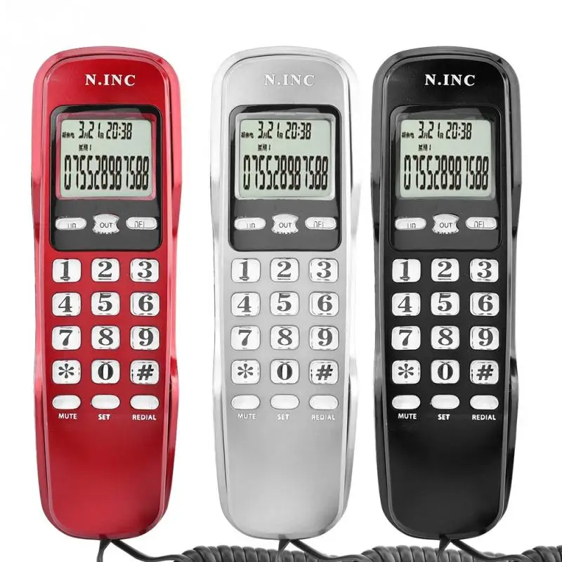 Настенный мини-телефон для дома, офиса, отеля, входящий идентификатор звонящего, ЖК-дисплей, стационарный телефон, беспроводной домашний телефон