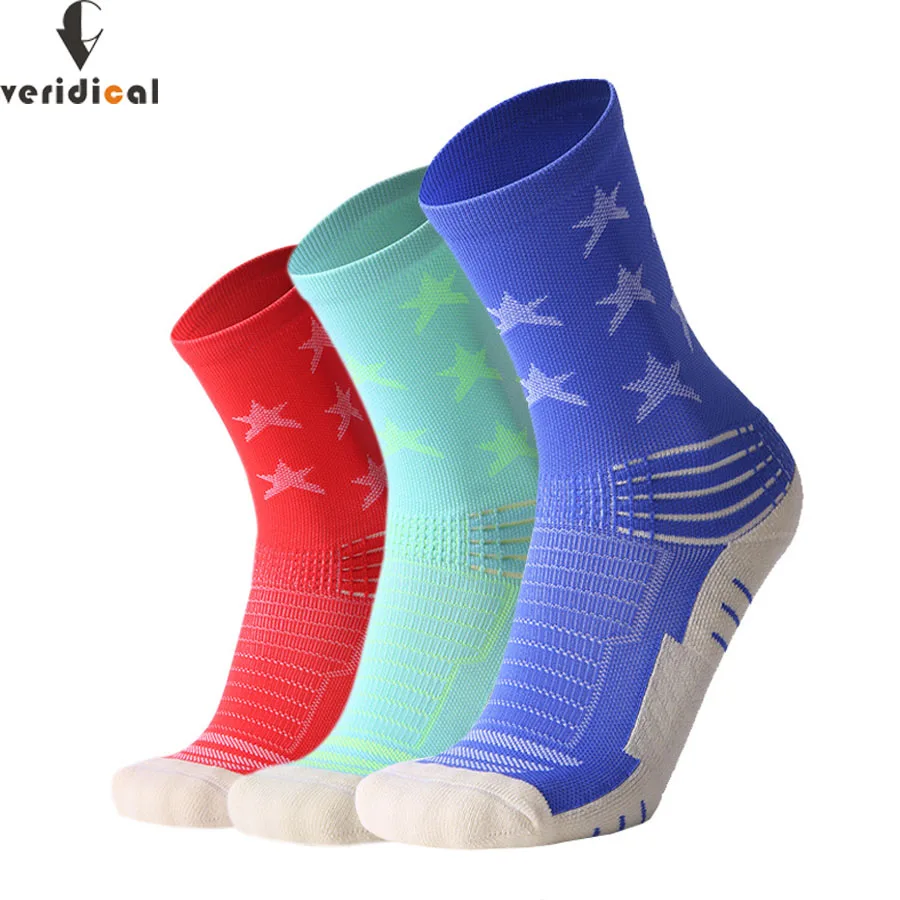 VERIDICAL professional compression socks pentagram breathable man short socks 3 pairs white thick non-slip meias masculino